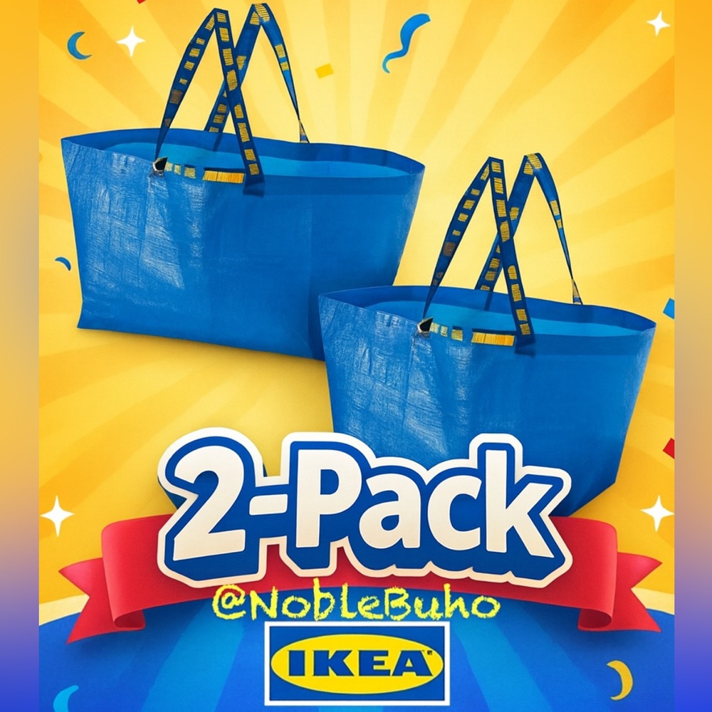 ❇️2-PACK❇️ Shopping Bag Frakta Laundry Tote Bag Ikea Bag 19 Gallon 2 Bags